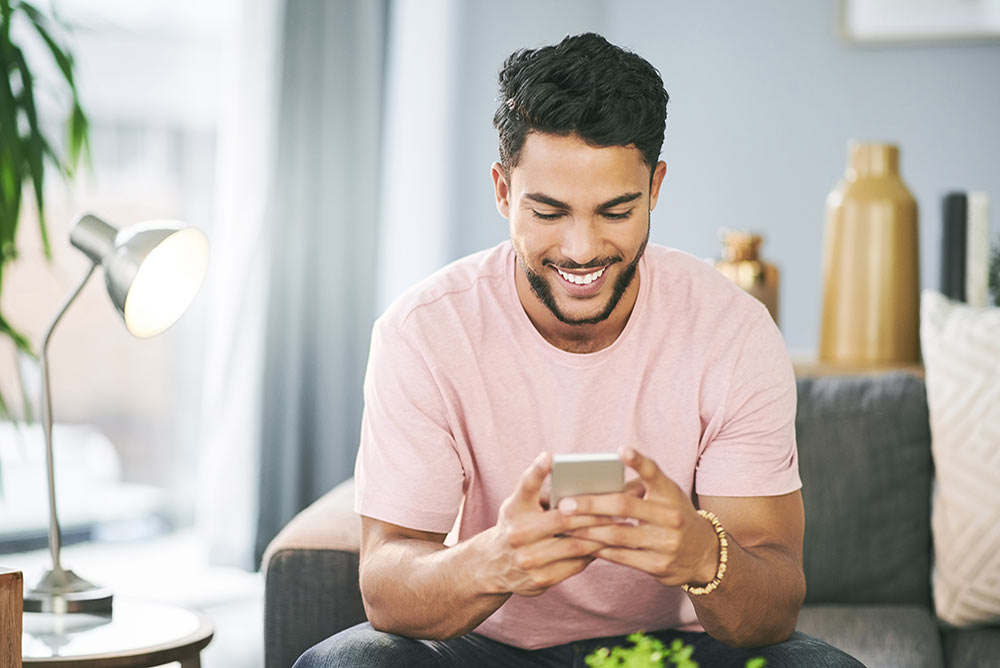 Young man looking at phone