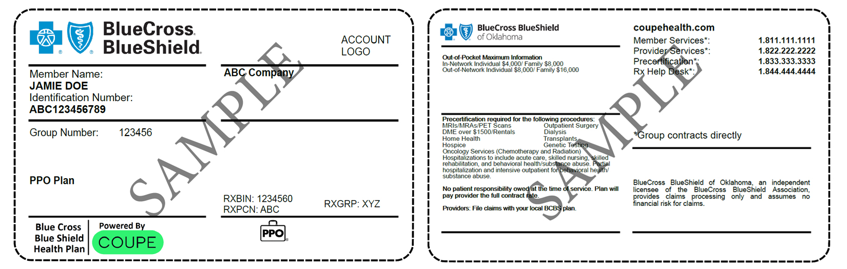 Member ID card sample